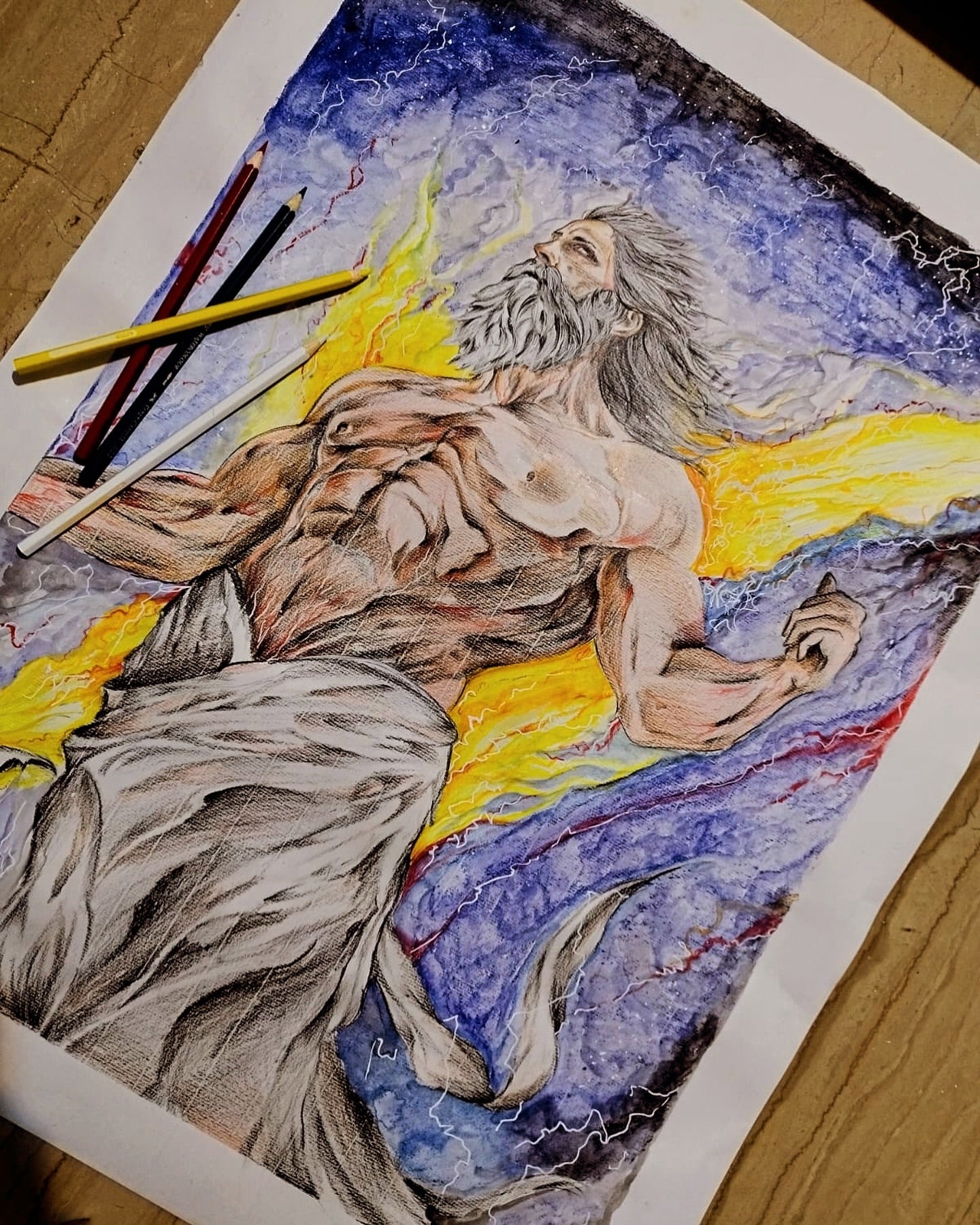 Zeus Charcoal Painting