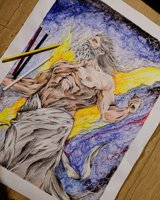 Zeus Charcoal Painting